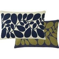 Orla Kiely Sycamore Stripe Cushion, Space Blue & Olive