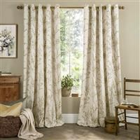Laura Ashley Pussy Willow Eyelet Curtains, 223 x 182cm, Ochre