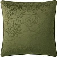 William Morris At Home Strawberry Thief Embossed Cushion In Olive