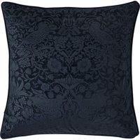 William Morris At Home Strawberry Thief Embossed Cushion In Prussian Blue