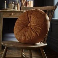 William Morris At Home Strawberry Thief Embossed Circular Cushion- Saffron