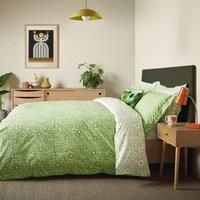 Orla Kiely Bedding - Criss Cross Stem Basil Green 100% Cotton Duvet Cover Set (Double Duvet Cover Set: 200cm x 200cm)