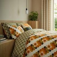 Orla Kiely Bedding - Retro Flower Stripe Multicoloured 100% Cotton Duvet Cover Set (King Size Duvet Cover Set: 230cm x 220cm)