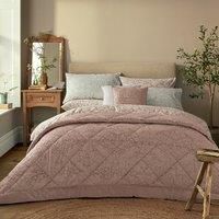 William Morris At Home Strawberry Thief Embossed Bedspread, King, Tea Rose