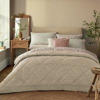 William Morris At Home Strawberry Thief Embossed Bedspread, King, Oyster