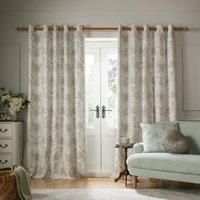 Laura Ashley Tuileries Ready Made Blackout Eyelet Curtains Dark Dove Grey