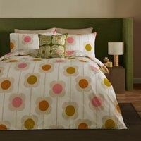 Orla Kiely Bedding - Abacus Flower 100% Cotton Duvet Cover Set - Sunrise ((Single (137cm x 200cm)))