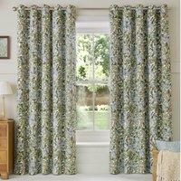 William Morris At Home Honeysuckle Lined Blackout Curtains - Blue