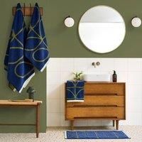 Orla Kiely Bathroom Towel Linear Stem Navy/Olive - Hand Towel 50x90cm