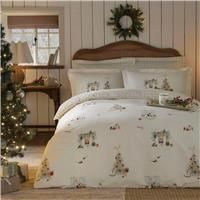 Sophie Allport Cosy Christmas Duvet Set, King, Misty Green