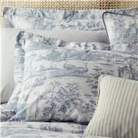Laura Ashley Braysmith Toile Standard Pillowcase Pair, Chambray Blue