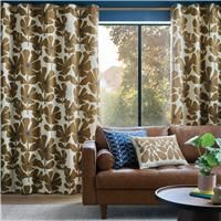 Orla Kiely Wildflower Eyelet Curtains, 168 X 137cm, Coffee