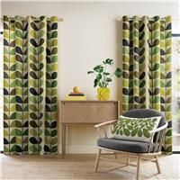 Orla Kiely Multicolour Stem Eyelet Curtains, 117 X 137cm, Fern-ochre