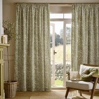 William Morris At Home Original Willow Ready Made Pencil Pleat Curtains Olive Green