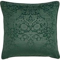 William Morris At Home Strawberry Thief Embossed 50cmx50cm Filled Cushion Forest Green