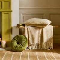 William Morris At Home Strawberry Thief Embossed 38cm Round Filled Cushion Olive