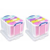 Really Useful 35 Litre Pack of 2 Clear Plastic Storage Boxes