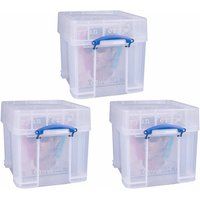 Really Useful Storage Box 35 Litre XL Pack of 3, Clear