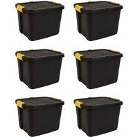 Strata Heavy Duty Storage Box 42 Litre Pack of 6, black