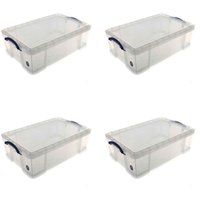Really Useful Storage Box 50 Litre Pack of 4, Clear