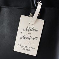 Personalised Lifetime of Adventures Cream Luggage Tag, none