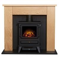 Adam Chester Modern Electric Stove Fireplace in Oak and Black 39 Inch