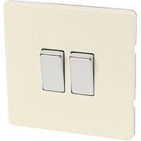 Varilight 10A 2 way Gloss white chocolate Double Light Switch