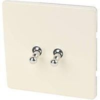 Varilight 10AX 2-Gang 2-Way Toggle Switch White Chocolate (60309)