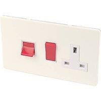 Varilight 45AX 2-Gang DP Cooker Switch & 13A DP Switched Socket White Chocolate with White Inserts (23765)