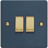 Varilight 10A 2-Gang 2-Way Light Switch Midnight Blue with Colour-Matched Inserts (937YT)