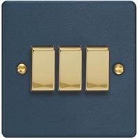 Varilight 10A 3-Gang 2-Way Light Switch Midnight Blue with Colour-Matched Inserts (909YT)
