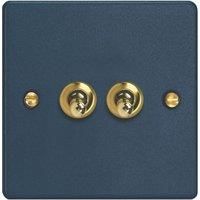 Varilight 10A 2-Gang 2-Way Light Switch Midnight Blue with Colour-Matched Inserts (947YT)