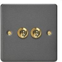 Varilight 10A 2-Gang 2-Way Light Switch Graphite Grey with Colour-Matched Inserts (316YT)