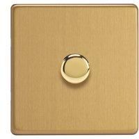 Varilight 1-Gang Slave Multi-Way LED Dimmer Switch Brushed Brass with Colour-Matched Inserts (884YT)