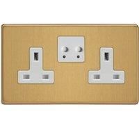 Varilight V-Pro 13A 2-Gang 1+N Switched Smart Socket Brushed Brass (441YT)