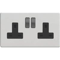 Varilight 13A 2-Gang 2-Pole Switched Socket Paintable with Black Inserts (571YT)