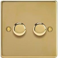 Varilight V-Pro 2-Gang 2-Way LED Dimmer Switch Polished Brass with Colour-Matched Inserts (145YT)