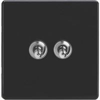 Varilight 10A 2-Gang 2-Way Light Switch Jet Black with Colour-Matched Inserts (448YT)
