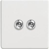 Varilight 10A 2-Gang 2-Way Light Switch Ice White with Colour-Matched Inserts (887YT)