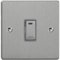 Varilight 20A 1-Gang 2-Pole Control Switch Brushed Steel with LED with Colour-Matched Inserts (474YT)