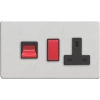 Varilight 45A 2-Gang 2-Pole Cooker Switch & 13A DP Switched Socket Paintable with Black Inserts (116YT)