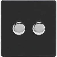 Varilight 2-Gang 2-Way V-Pro Push On/Off Rotary LED Dimmer 2 x 0-120W Premium Black