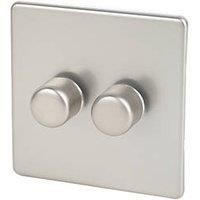 Screwless Satin Chrome effect 2gang 2way Dummer 2*250W