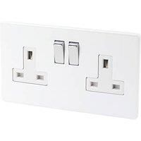 Varilight XDQ5WS 13A Socket Premium White Steel 2 Gang