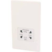 Varilight 2-Gang Dual Voltage Shaver Socket 115 / 230V Ice White with White Inserts (87167)