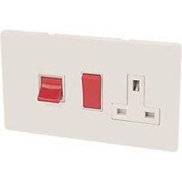Varilight Ice White Cooker Panel with 45A Switch & 13A Switch Socket