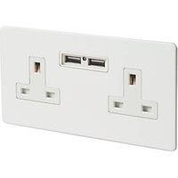 Classic 2 Gang 13 Amp Socket + 2x USB Charging Ports - Finish & Insert Option