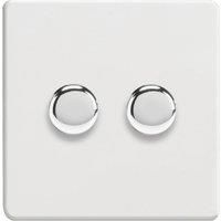 Varilight Screwless LED V-Pro 2 Gang Rotary Dimmer Switch Premium White