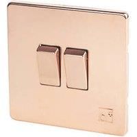 Varilight XDY2S.AC Screwless Antimicrobial Copper 2 Gang 10A 1 or 2 Way Rocker Light Switch