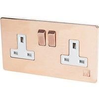 Varilight XDY5WS.AC Screwless Cu29 Raw Copper 2 Gang Double 13A Plug Socket